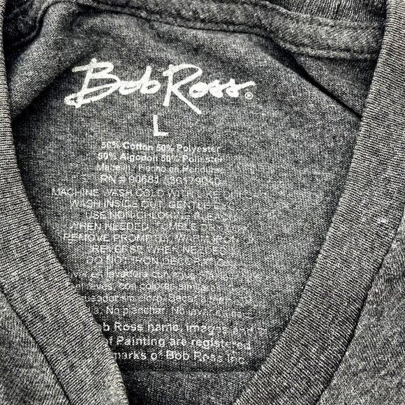 Bob Ross T-Shirt Mens Large Gray Graphic Print Birds Painting Short Sleeve 90681 - Picture 3 of 7